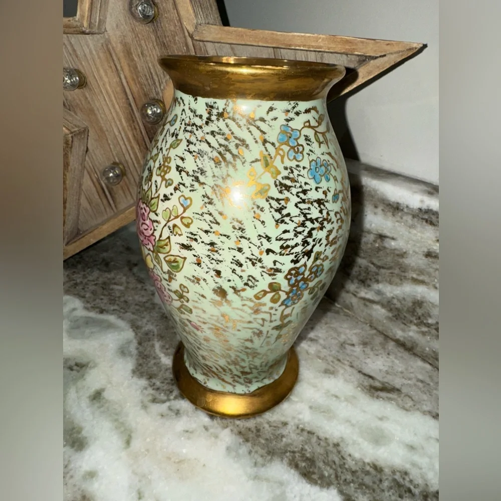 Vintage Japanese Floral Porcelain Vase